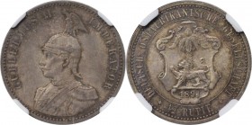 Deutsche Münzen und Medaillen ab 1871, DEUTSCHE KOLONIEN. Wilhelm II. (1888-1918). 1/2 Rupie 1891 A. Silber. Jaeger 712. NGC MS-64