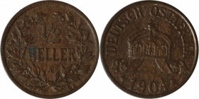 Deutsche Münzen und Medaillen ab 1871, DEUTSCHE KOLONIEN. Deutsch Ostafrika. 1/2 Heller 1904 A, Cu-Sn-Zn. Jaeger 715. Vorzüglich-Stempelglanz
