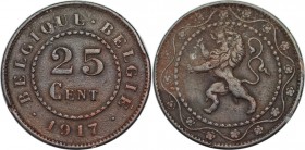 Deutsche Münzen und Medaillen ab 1871, DEUTSCHE NEBENGEBIETE. Königreich Belgien (1914-1918). 25 Centimes 1917. Zink. Jaeger 610. Vorzüglich