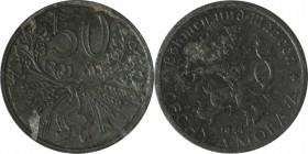 Deutsche Münzen und Medaillen ab 1871, DEUTSCHE NEBENGEBIETE. Protektorat Böhmen und Mähren. 50 Heller 1944. Jaeger 622. Stempelglanz
