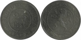 Deutsche Münzen und Medaillen ab 1871, DEUTSCHE NEBENGEBIETE. Königreich Belgien (1914-1918). 25 Centimes 1915, Zink. Jaeger 610. Vorzüglich
