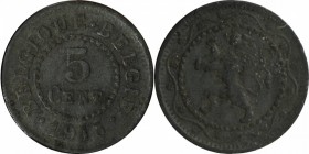 Deutsche Münzen und Medaillen ab 1871, DEUTSCHE NEBENGEBIETE. Königreich Belgien (1914-1918). 5 Centimes 1915, Zink. Jaeger 608. Vorzüglich