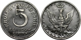 Deutsche Münzen und Medaillen ab 1871, DEUTSCHE NEBENGEBIETE. Geplantes Königreich Polen (1916-1918). 5 Fenigow 1917 F. Jaeger 605. Vorzüglich