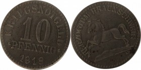 Deutsche Münzen und Medaillen ab 1871, DEUTSCHE NEBENGEBIETE. Herzogstum Braunschweig. 10 Pfennig 1918. Jaeger N3. Vorzüglich