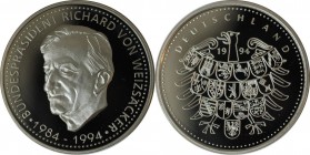 Deutsche Münzen und Medaillen ab 1945, BUNDESREPUBLIK DEUTSCHLAND. BUNDESPRÄSIDENT RICHARD VON WEIZSÄCKER. Medaille 1994. Silber. Polierte Platte