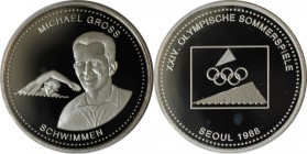 Deutsche Münzen und Medaillen ab 1945, BUNDESREPUBLIK DEUTSCHLAND. Michael Gross - Schwimmen. Medaille 1995, Zertifikat. Silber. Polierte Platte