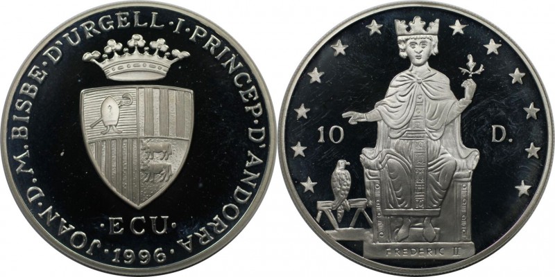 Europäische Münzen und Medaillen, Andorra. Friedrich II. 10 Diners 1996. 31,47 g...