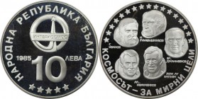 Europäische Münzen und Medaillen, Bulgarien / Bulgaria. "Interkosmos". 10 Leva 1985. 18,75 g. 0.640 Silber. 0.39 OZ. KM 157. Polierte Platte
