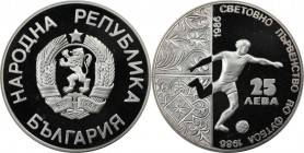 Europäische Münzen und Medaillen, Bulgarien / Bulgaria. Fussball WM 1986 in Mexico. 25 Leva 1986. 23,33 g. 0.925 Silber. 0.69 OZ. KM 194. Polierte Pla...