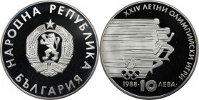 Europäische Münzen und Medaillen, Bulgarien / Bulgaria. Olympische Sommerspiele Seoul Korea - Sprinter. 10 Leva 1988. 18,75 g. 0.640 Silber. 0.39 OZ. ...