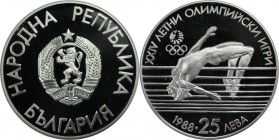 Europäische Münzen und Medaillen, Bulgarien / Bulgaria. Olympische Sommerspiele Seoul Korea - Hochsprung. 25 Leva 1988. 23,33 g. 0.925 Silber. 0.69 OZ...