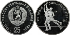Europäische Münzen und Medaillen, Bulgarien / Bulgaria. Olympiade Albertville 1992 - Eiskunstlauf. 25 Leva 1989. 23,38 g. 0.925 Silber. 0.695 OZ. KM 1...