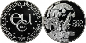 Europäische Münzen und Medaillen, Bulgarien / Bulgaria. St. Theodor Stratilat. 500 Leva 1993. 33,625 g. 0.925 Silber. 1.0 OZ. KM 206. Polierte Platte...