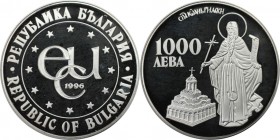 Europäische Münzen und Medaillen, Bulgarien / Bulgaria. St. Ivan von Rila. 1000 Leva 1996. 33,625 g. 0.925 Silber. 1.0 OZ. KM 222. Polierte Platte