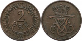 Europäische Münzen und Medaillen, Dänemark / Denmark. Frederik VIII (1906-1912). 2 Ore 1907 VBPGJ. KM 805. Vorzüglich