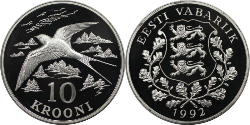 Europäische Münzen und Medaillen, Estland / Estonia. Währungsreform. 10 Krooni 1...