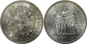 Europäische Münzen und Medaillen, Frankreich / France. Herkulesgruppe. 50 Francs 1974. Silber. Stempelglanz