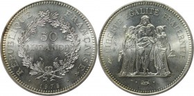 Europäische Münzen und Medaillen, Frankreich / France. Herkulesgruppe. 50 Francs 1975. Silber. Stempelglanz