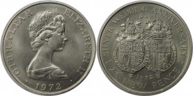 Europäische Münzen und Medaillen, Gibraltar. Silberhochzeit Königin Elisabeth II. 25 New Pence 1972, Kupfer-Nickel. KM 6. Vorzüglich