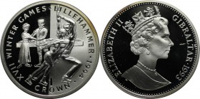 Europäische Münzen und Medaillen, Gibraltar. Eisläufer. 1 Crown 1993. 28,28 g. 0.925 Silber. 0.84 OZ. KM 145a. Polierte Platte.