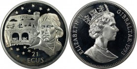 Europäische Münzen und Medaillen, Gibraltar. Einweihung des Eurotunnels - Napoleon. 21 Ecus 1993. 19,20 g. 0.925 Silber. 0.57 OZ. KM 482. Polierte Pla...