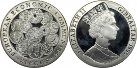 Europäische Münzen und Medaillen, Gibraltar. Europäischen Wirtschaftsgemeinschaft. 21 Ecus 1993. 19,20 g. 0.925 Silber. 0.57 OZ. KM 632. Polierte Plat...