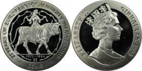 Europäische Münzen und Medaillen, Gibraltar. Europa auf dem Stier. 21 Ecus 1994. 19,20 g. 0.925 Silber. 0.57 OZ. KM 491. Polierte Platte. Min.berührt....
