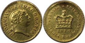 Europäische Münzen und Medaillen, Großbritannien / Vereinigtes Königreich / UK / United Kingdom. George III. (1760-1820). 1/3 Guinea 1810. Gold. 2,75 ...
