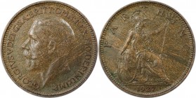 Europäische Münzen und Medaillen, Großbritannien / Vereinigtes Königreich / UK / United Kingdom. George V. (1910-1936). Farthing 1927, Bronze. KM 825....