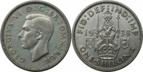 Europäische Münzen und Medaillen, Großbritannien / Vereinigtes Königreich / UK / United Kingdom. George VI. (1936-1952). 1 Shilling 1938, Silber. KM 8...