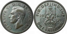Europäische Münzen und Medaillen, Großbritannien / Vereinigtes Königreich / UK / United Kingdom. George VI. (1936-1952). 1 Shilling 1940, Silber. KM 8...