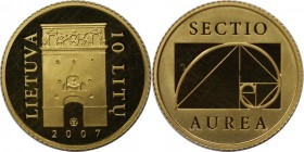 Europäische Münzen und Medaillen, Litauen / Lithuania. 10 Litu 2007. 1,24 g. 0.999 Gold. 0.0398 OZ. AGW, 13,92 mm. KM 160. Polierte Platte, in Kapsel...