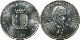 Europäische Münzen und Medaillen, Malta. 25. Jahrestag der Unabhängigkeit. 2 Liri 1989. 17,0 g. 0.925 Silber. 0.51 OZ. KM 88. Stempelglanz