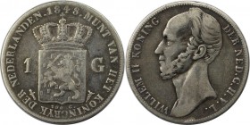 Europäische Münzen und Medaillen, Niederlande / Netherlands. 	Wilhelm II. (1840-1849). 1 Gulden 1848. Silber. KM 66. Sehr schön