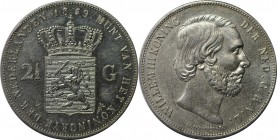 Europäische Münzen und Medaillen, Niederlande / Netherlands. Wilhelm III. (1849-1890). 2-1/2 Gulden 1859. Silber. KM 82. Vorzüglich, etwas gerenigt
