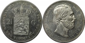 Europäische Münzen und Medaillen, Niederlande / Netherlands. Wilhelm III. (1849-1890). 2-1/2 Gulden 1868. Silber. KM 82. Vorzüglich-stempelglanz, kl. ...