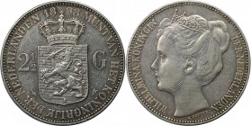 Europäische Münzen und Medaillen, Niederlande / Netherlands. Wilhelmina (1890-1948). 2-1/2 Gulden 1898. P.PANDER. Silber. KM 123. Sehr schön, kl. Krat...