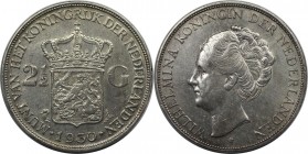 Europäische Münzen und Medaillen, Niederlande / Netherlands. Wilhelmina (1890-1948). 2-1/2 Gulden 1930, Silber. KM 165. Vorzüglich-Stempelglanz