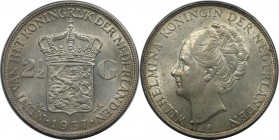 Europäische Münzen und Medaillen, Niederlande / Netherlands. Wilhelmina (1890-1948). 2-1/2 Gulden 1937, Silber. KM 165. Vorzüglich