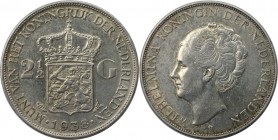 Europäische Münzen und Medaillen, Niederlande / Netherlands. Wilhelmina (1890-1948). 2-1/2 Gulden 1938. Silber. KM 165. Vorzüglich
