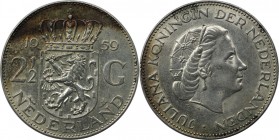 Europäische Münzen und Medaillen, Niederlande / Netherlands. Juliana (1948-1980). 2-1/2 Gulden 1959. Silber. KM 185. Vorzüglich