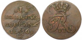 Europäische Münzen und Medaillen, Norwegen / Norway. Frederik VI. (1808-1814). 1 Skilling 1809. Kupfer. KM 274.2. Sehr schön