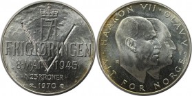 Europäische Münzen und Medaillen, Norwegen / Norway. 25 Jahre Befreiung. Olav V. (1957-1991). 25 Kroner 1970. 29,0 g. 0.875 Silber. 0.82 OZ. KM 414. S...