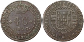 Europäische Münzen und Medaillen, Portugal. PORTUGIESISCHE BESITZUNGEN. 	MOZAMBIQUE. 40 Reis 1820. Kupfer. KM 19. Sehr schön-vorzüglich