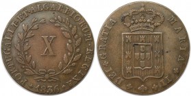 Europäische Münzen und Medaillen, Portugal. Maria II. 10 Reis 1836. Kupfer. KM 406. Vorzüglich