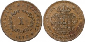 Europäische Münzen und Medaillen, Portugal. PORTUGIESISCHE BESITZUNGEN. MADEIRA. 10 Reis 1842. Kupfer. KM 2. Sehr schön