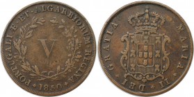 Europäische Münzen und Medaillen, Portugal. Maria II. 5 Reis 1850. Kupfer. KM 480. Sehr schön-vorzüglich
