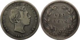 Europäische Münzen und Medaillen, Portugal. Pedro V. 200 Reis 1855. Silber. 0.15 OZ. KM 491. Sehr schön