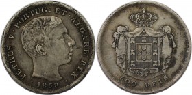 Europäische Münzen und Medaillen, Portugal. Pedro V. 500 Reis 1858. Silber. KM 498. Sehr schön