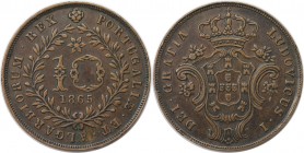 Europäische Münzen und Medaillen, Portugal. PORTUGIESISCHE BESITZUNGEN. AZOREN. Luiz I. 10 Reis 1865. Kupfer. KM 14. Vorzüglich